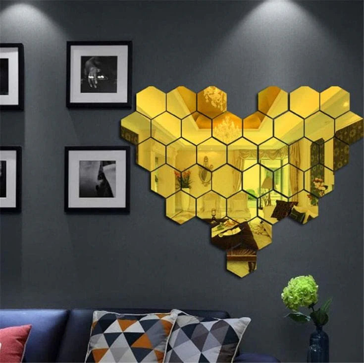 Stylish Hexagonal Mirror Wall Stickers | Durable & Elegant Home Decor Product